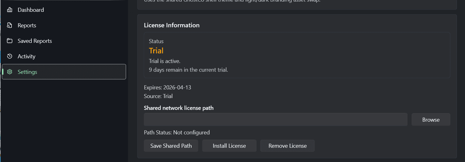 AD Report Pro license dialog